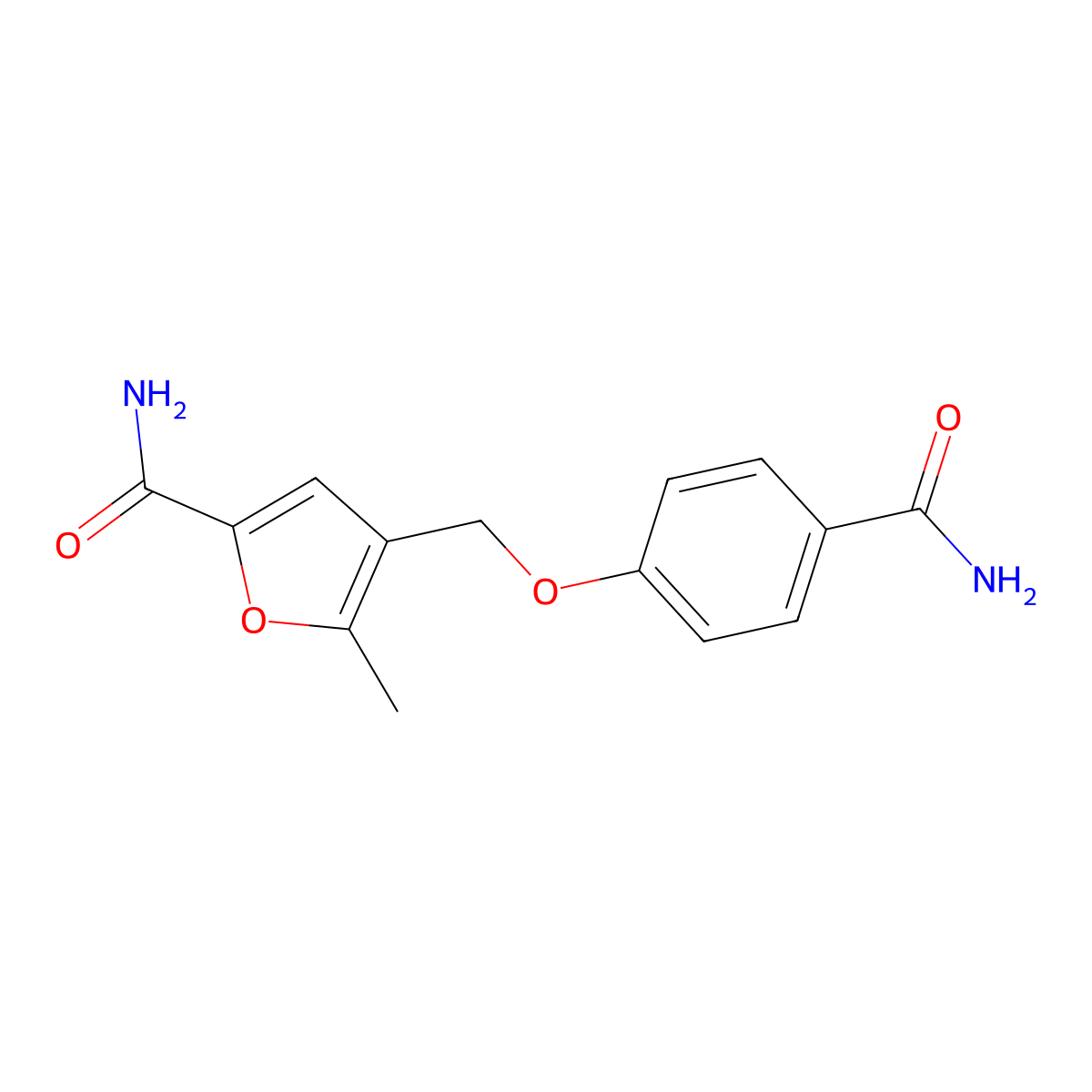 4-[(4-Carbamoylphenoxy)methyl]-5-methylfuran-2-carboxamide molecular structure, CAS 332412-85-8