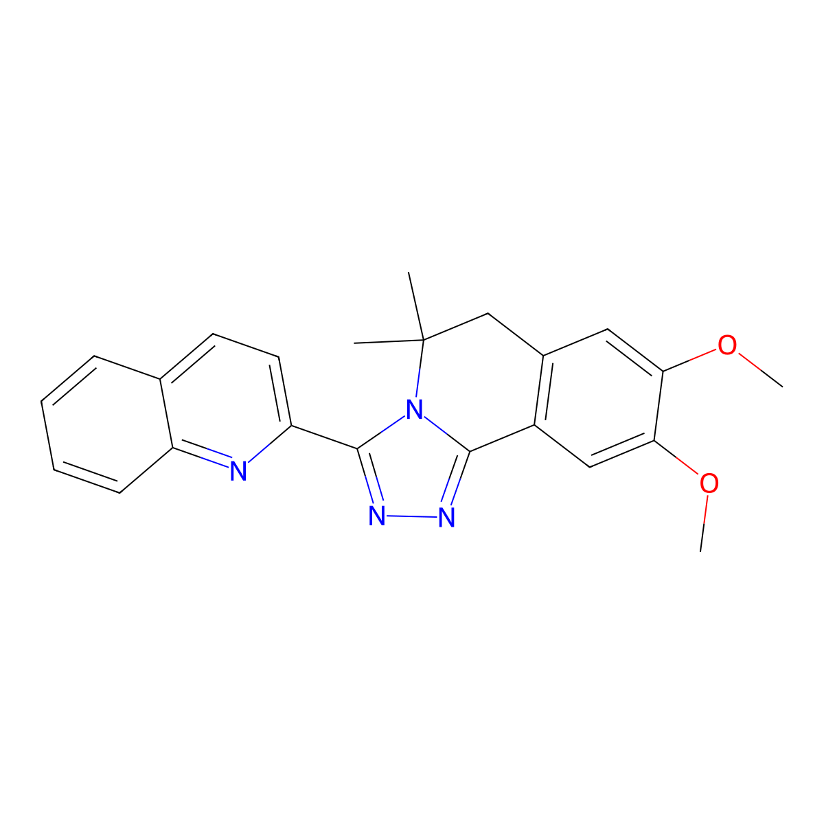 8,9-Dimethoxy-5,5-dimethyl-3-(quinolin-2-yl)-5,6-dihydro[1,2,4]triazolo[3,4-a]isoquinoline molecular structure, CAS 332413-26-0
