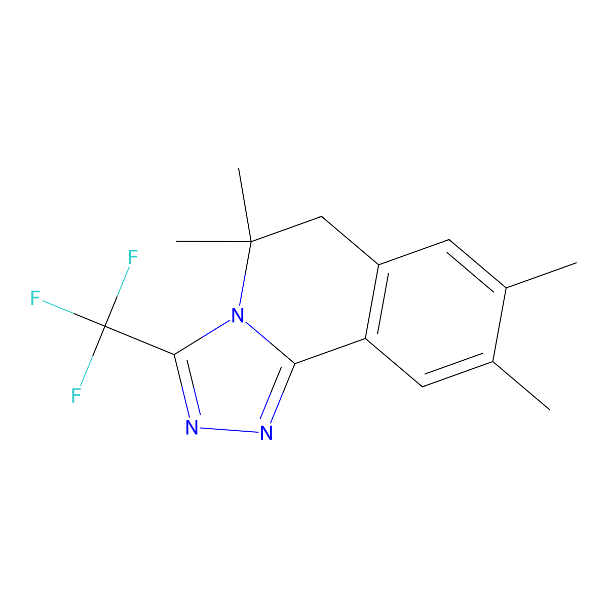 5,5,8,9-Tetramethyl-3-(trifluoromethyl)-5,6-dihydro[1,2,4]triazolo[3,4-a]isoquinoline molecular structure, CAS 332413-30-6