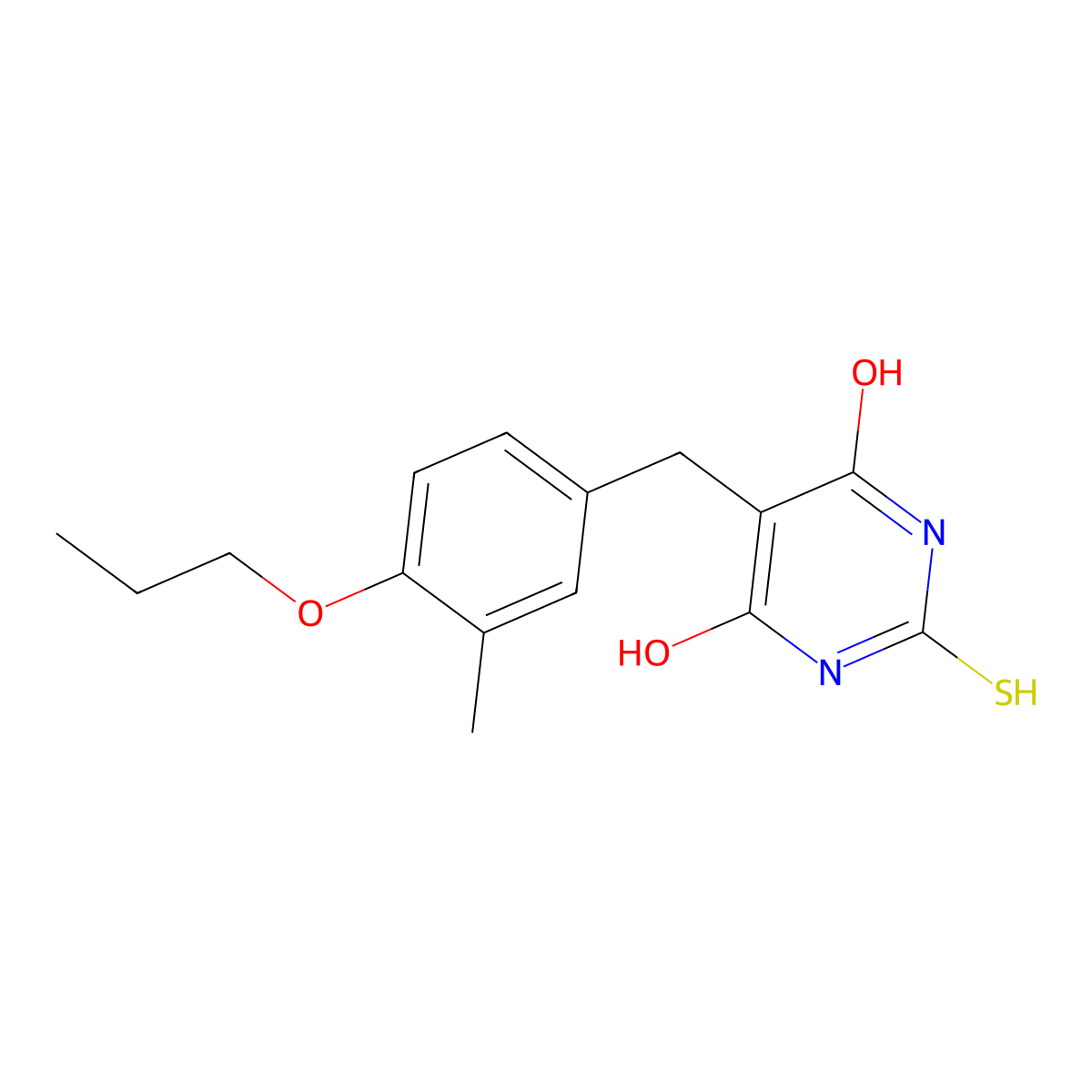 6-hydroxy-5-[(3-methyl-4-propoxyphenyl)methyl]-2-sulfanylidene-1H-pyrimidin-4-one molecular structure, CAS 332414-27-4