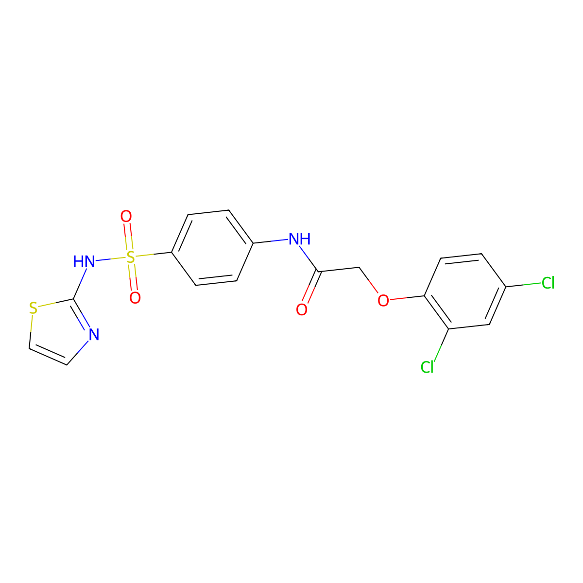 2-(2,4-dichlorophenoxy)-N-{4-[(1,3-thiazol-2-ylamino)sulfonyl]phenyl}acetamide molecular structure, CAS 332414-53-6
