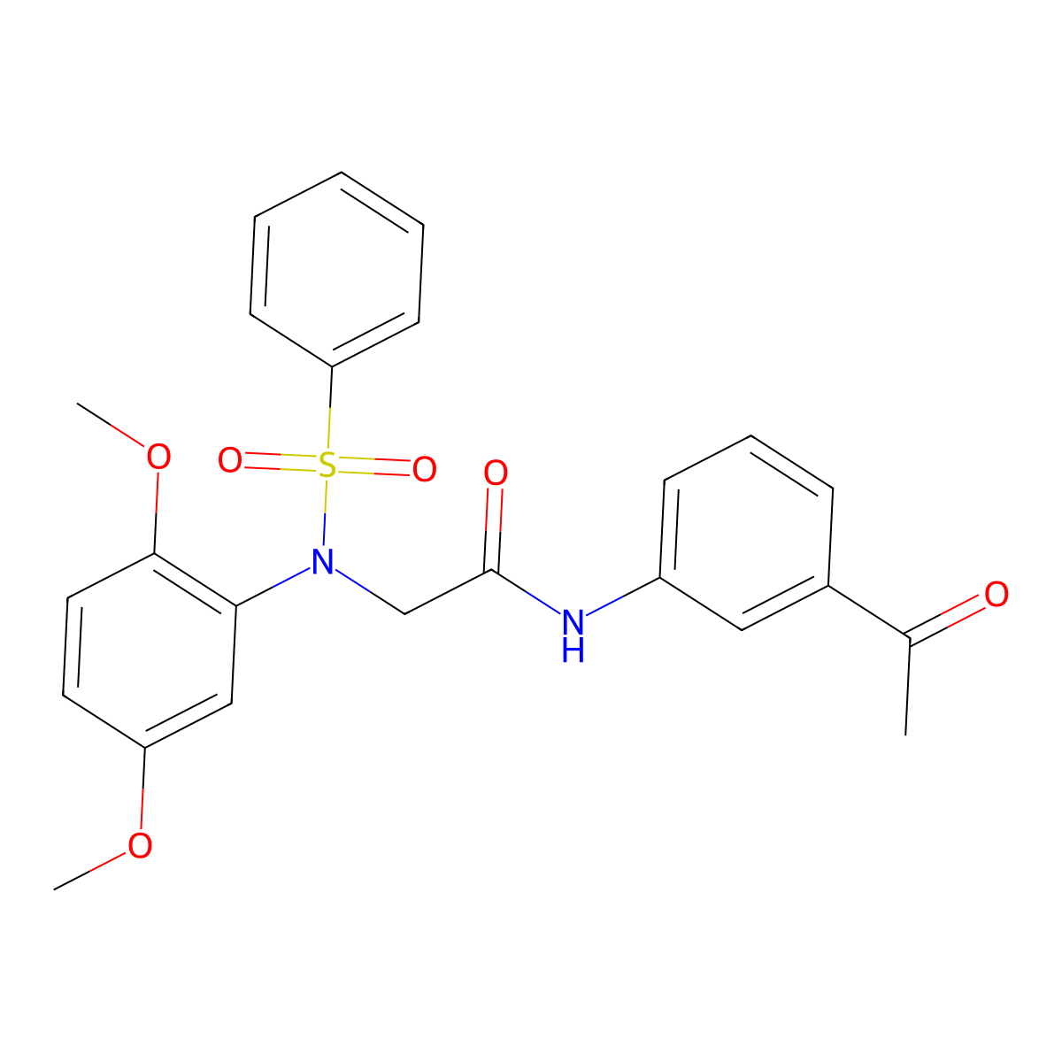N-(3-acetylphenyl)-2-[2,5-dimethoxy(phenylsulfonyl)anilino]acetamide molecular structure, CAS 332419-63-3