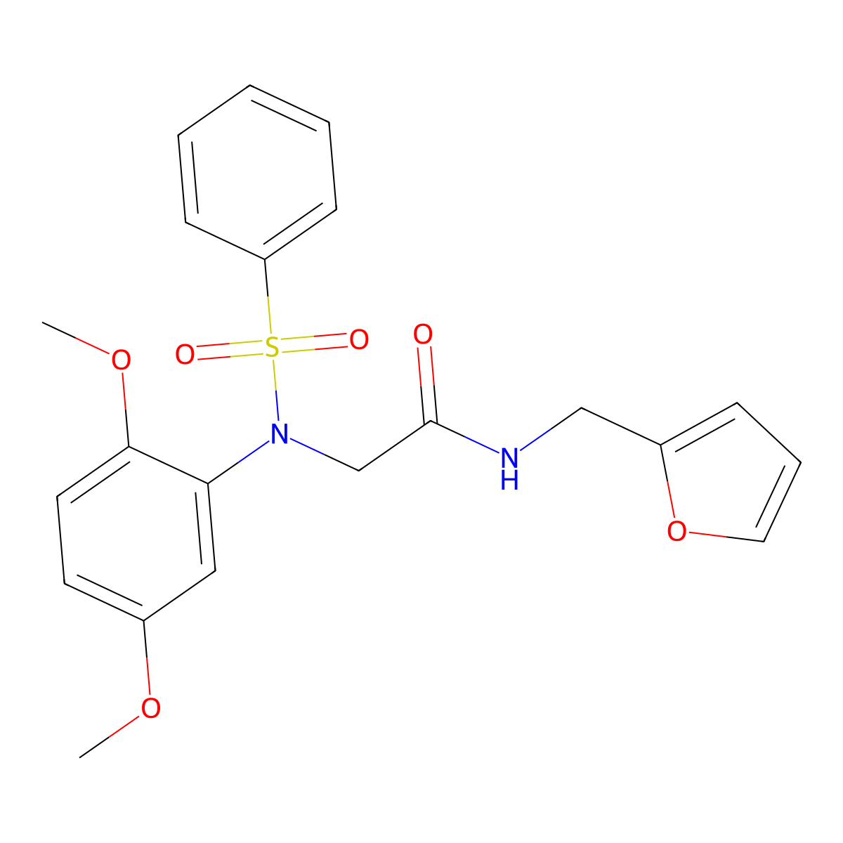 2-[N-(benzenesulfonyl)-2,5-dimethoxyanilino]-N-(furan-2-ylmethyl)acetamide molecular structure, CAS 332419-67-7