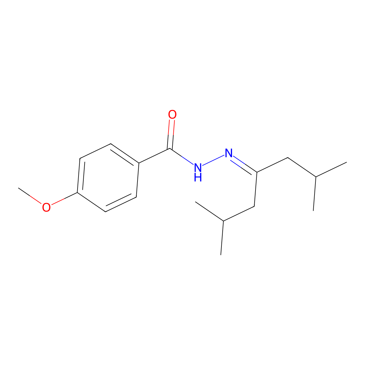N'-(1-isobutyl-3-methylbutylidene)-4-methoxybenzohydrazide molecular structure, CAS 332419-83-7