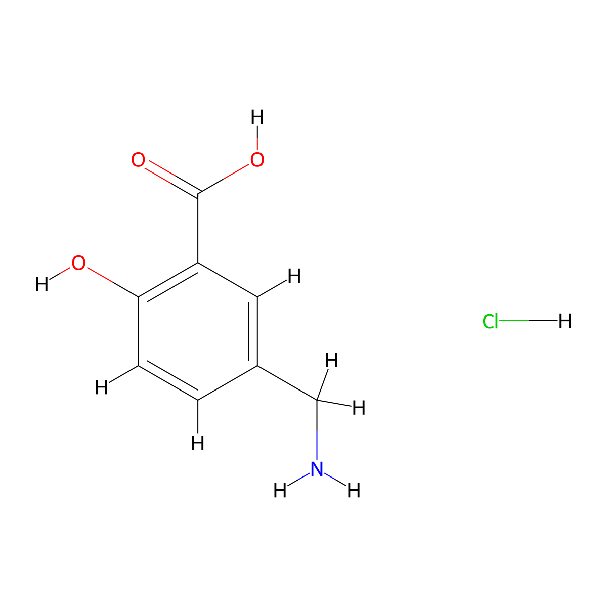 5-(Aminomethyl)-2-hydroxybenzoic acid hydrochloride molecular structure, CAS 33242-33-0