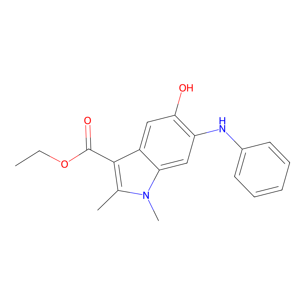 ethyl 6-anilino-5-hydroxy-1,2-dimethyl-1H-indole-3-carboxylate molecular structure, CAS 33253-64-4