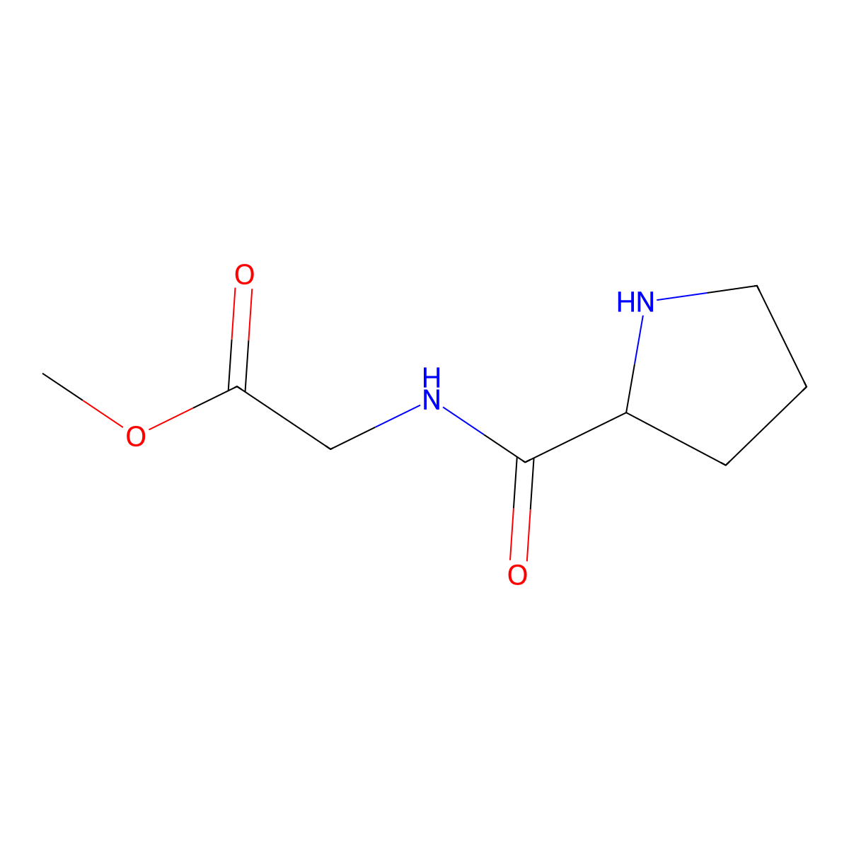 methyl 2-{[(2S)-pyrrolidin-2-yl]formamido}acetate molecular structure, CAS 33256-35-8