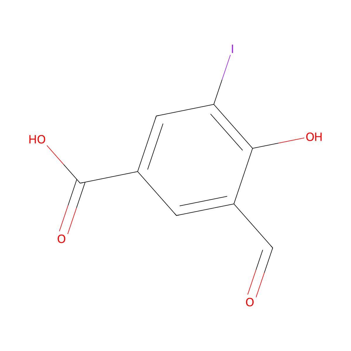 3-Formyl-4-hydroxy-5-iodobenzoic acid molecular structure, CAS 33257-38-4