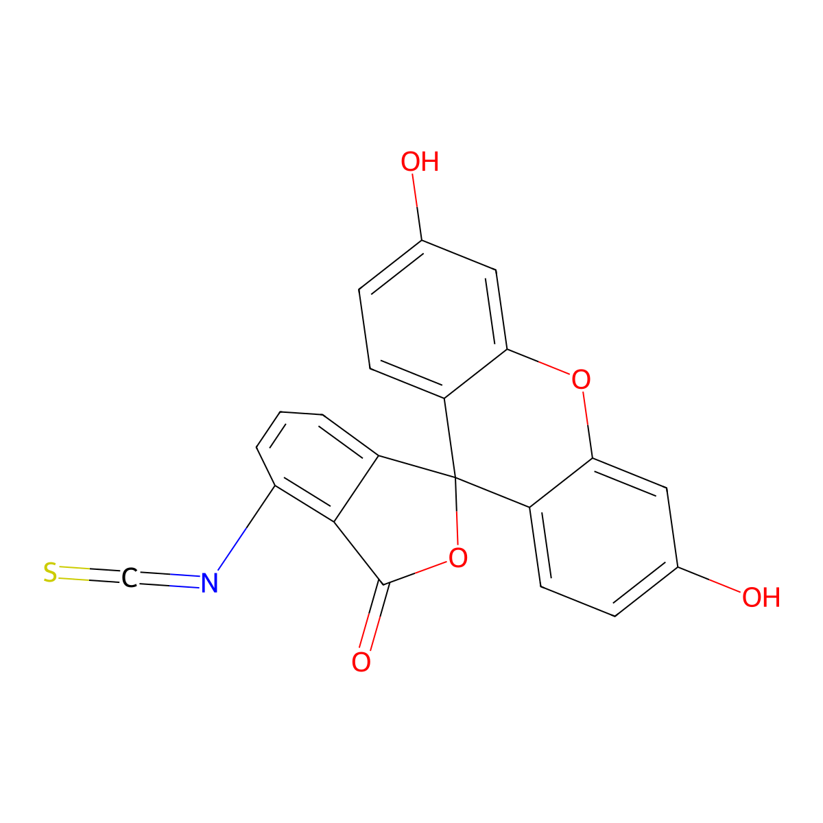 3',6'-Dihydroxy-6-isothiocyanatospiro[isobenzofuran-1(3H),9'-[9H]xanthen]-3-one molecular structure, CAS 3326-31-6