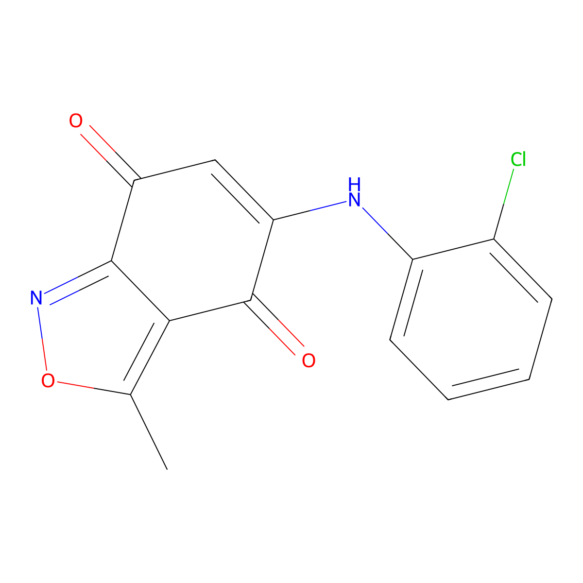 5-((2-Chlorophenyl)amino)-3-methylbenzo[c]isoxazole-4,7-dione molecular structure, CAS 33262-62-3
