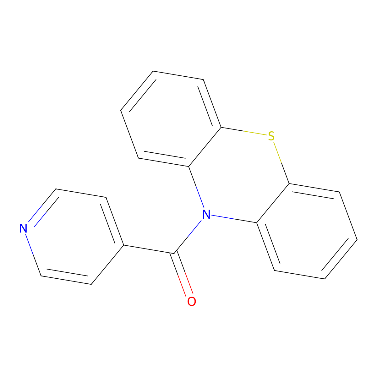 Phenothiazin-10-yl(pyridin-4-yl)methanone molecular structure, CAS 33264-59-4