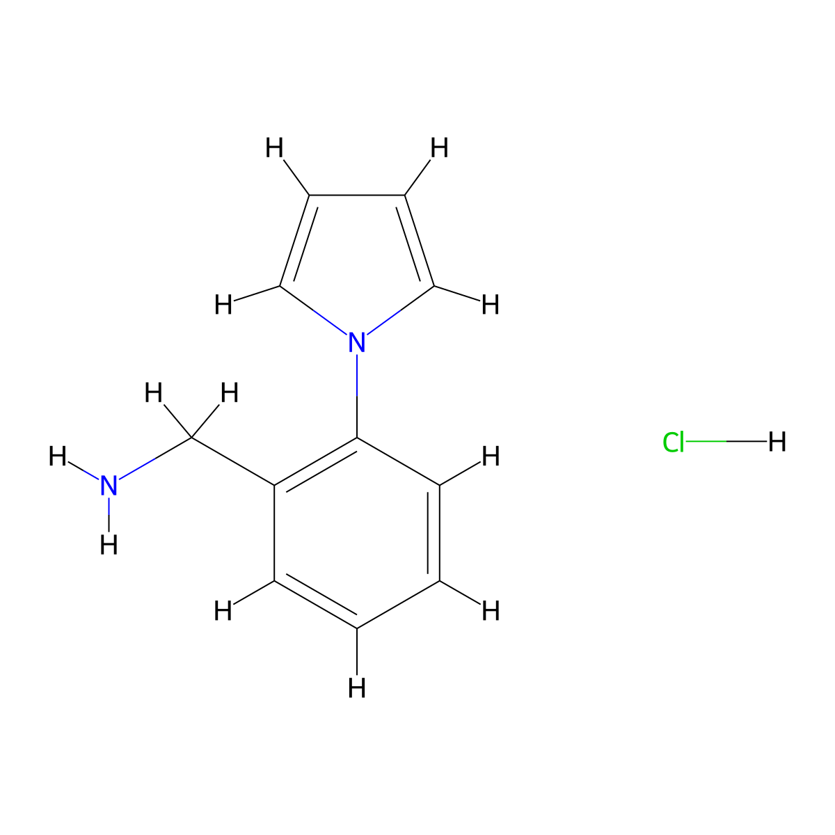 1-[2-(1H-pyrrol-1-yl)phenyl]methanamine hydrochloride molecular structure, CAS 33265-72-4