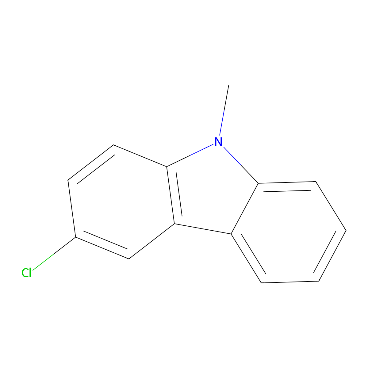 9H-Carbazole, 3-chloro-9-methyl- molecular structure, CAS 33268-90-5