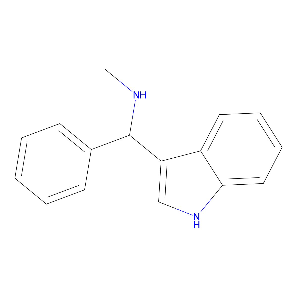 [1H-indol-3-yl(phenyl)methyl]methylamine molecular structure, CAS 33268-99-4