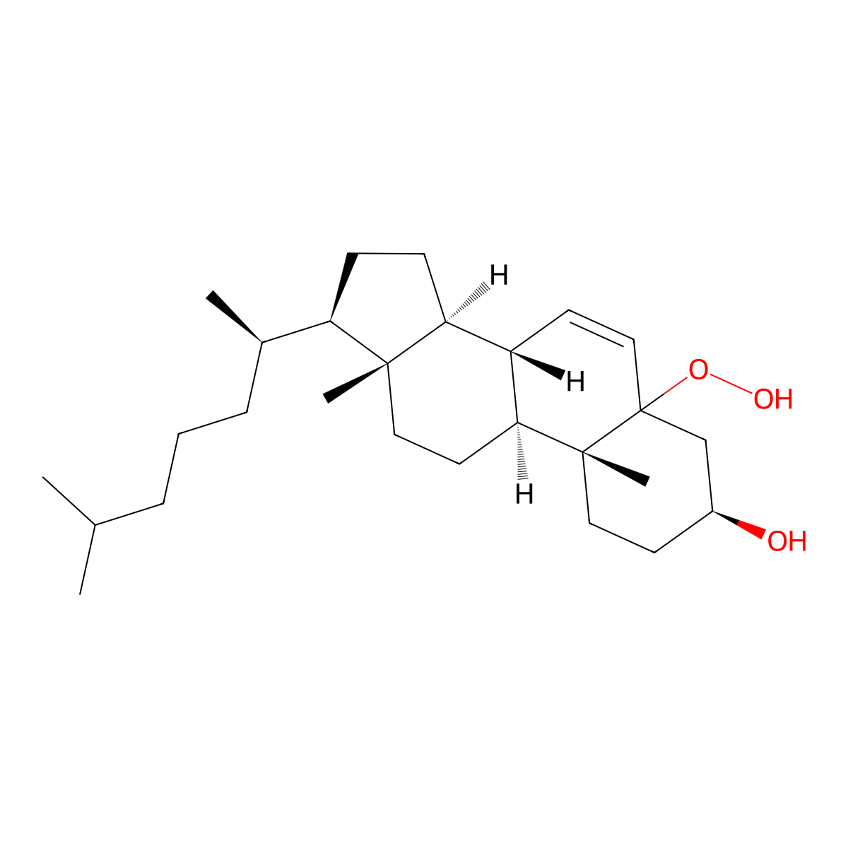 3beta-Hydroxy-5alpha-cholest-6-ene-5-hydroperoxide molecular structure, CAS 3328-25-4