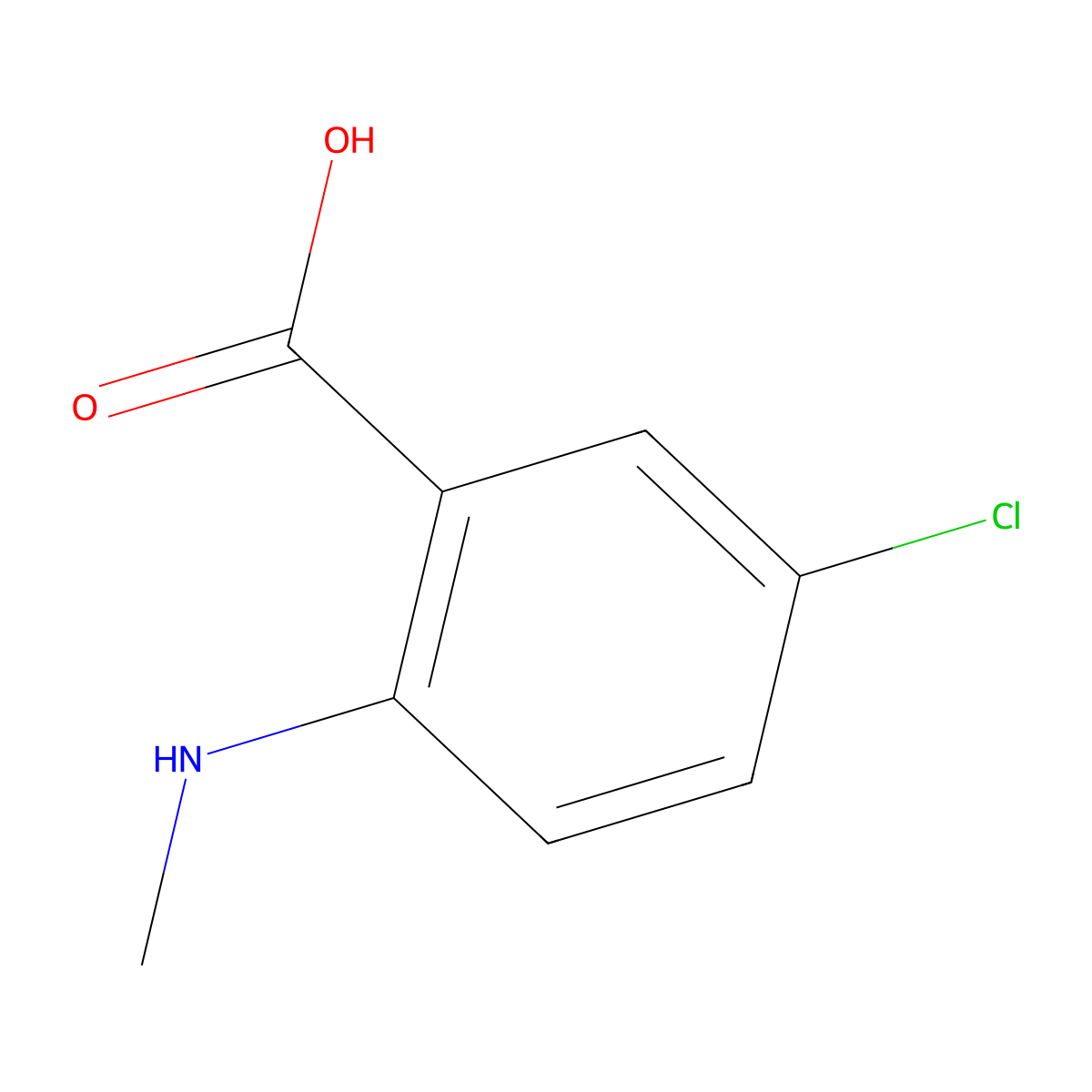 5-Chloro-2-(methylamino)benzoic acid molecular structure, CAS 33280-14-7