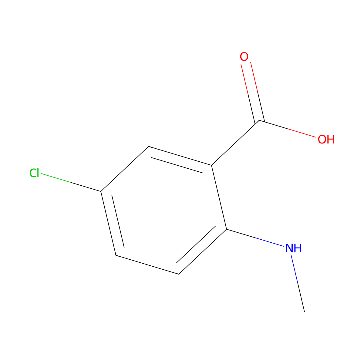 5-Chloro-2-(methylamino)benzoic acid molecular structure, CAS 33280-14-7