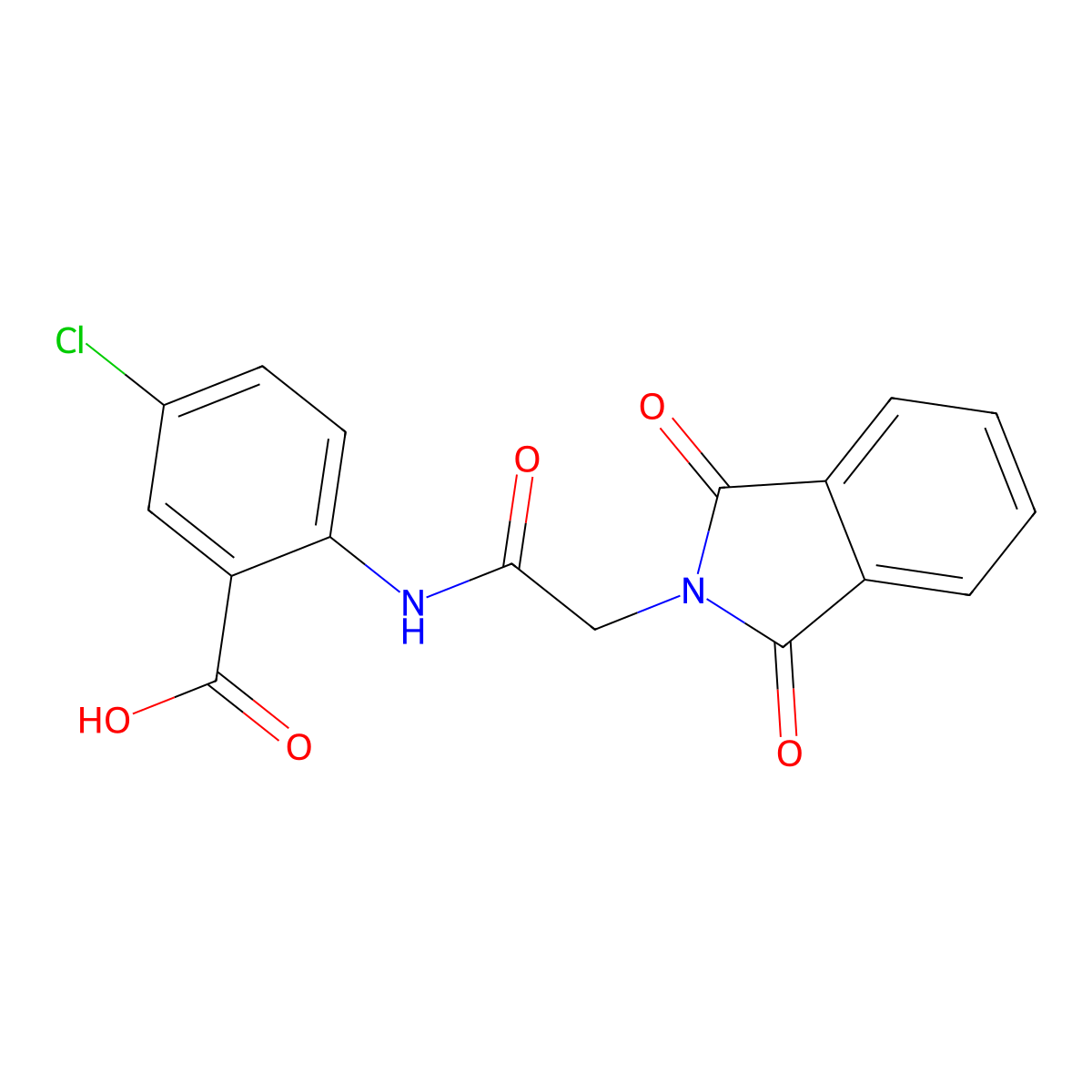 5-chloro-2-{[(1,3-dioxo-1,3-dihydro-2H-isoindol-2-yl)acetyl]amino}benzoic acid molecular structure, CAS 33280-17-0