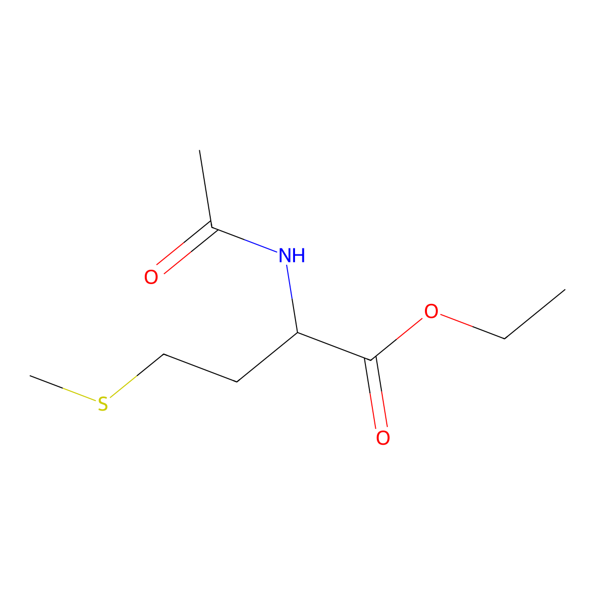 Ethyl N-acetylmethioninate molecular structure, CAS 33280-93-2