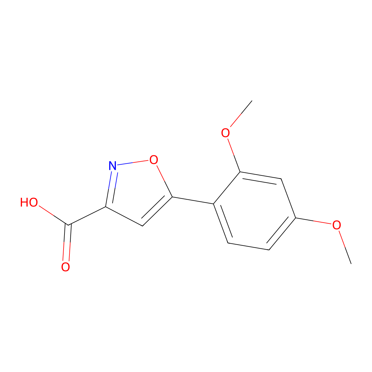 5-(2,4-Dimethoxyphenyl)-1,2-oxazole-3-carboxylic acid molecular structure, CAS 33282-09-6