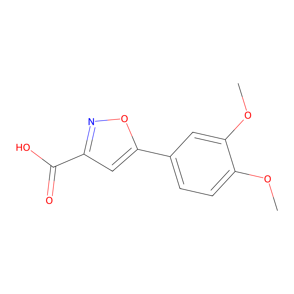 5-(3,4-Dimethoxyphenyl)-1,2-oxazole-3-carboxylic acid molecular structure, CAS 33282-17-6