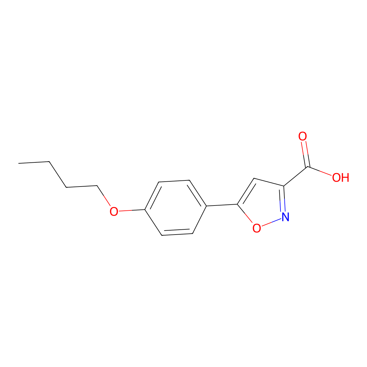 5-(4-Butoxyphenyl)-1,2-oxazole-3-carboxylic acid molecular structure, CAS 33282-20-1