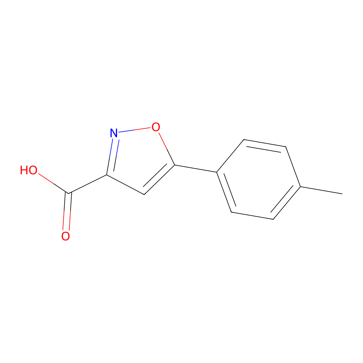 5-(4-Methylphenyl)isoxazole-3-carboxylic acid molecular structure, CAS 33282-21-2