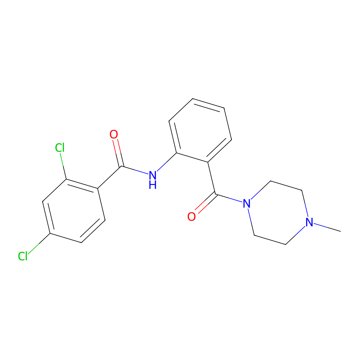 2,4-dichloro-N-[2-(4-methylpiperazine-1-carbonyl)phenyl]benzamide molecular structure, CAS 332848-91-6