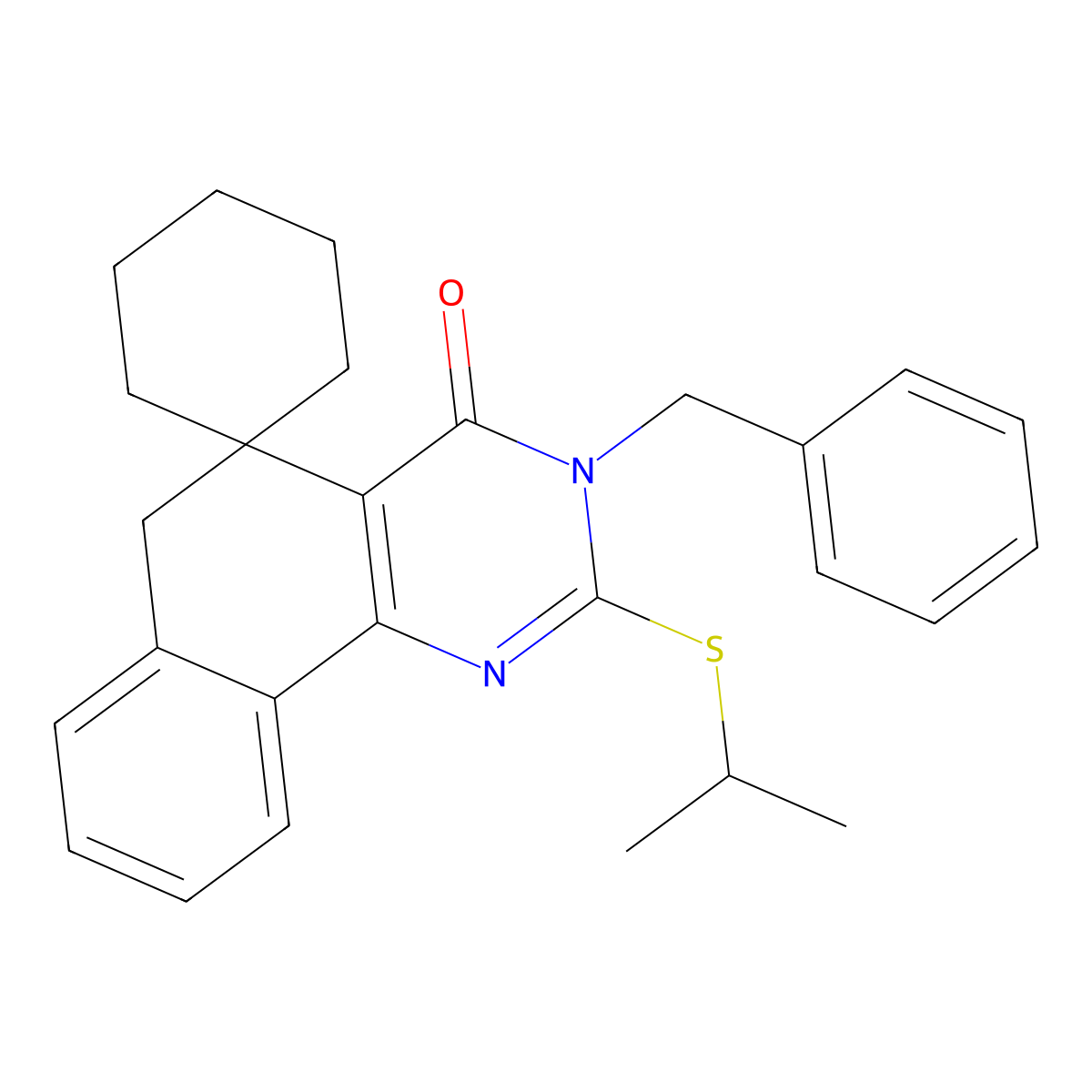 3-benzyl-2-propan-2-ylsulfanylspiro[6H-benzo[h]quinazoline-5,1'-cyclohexane]-4-one molecular structure, CAS 332849-65-7