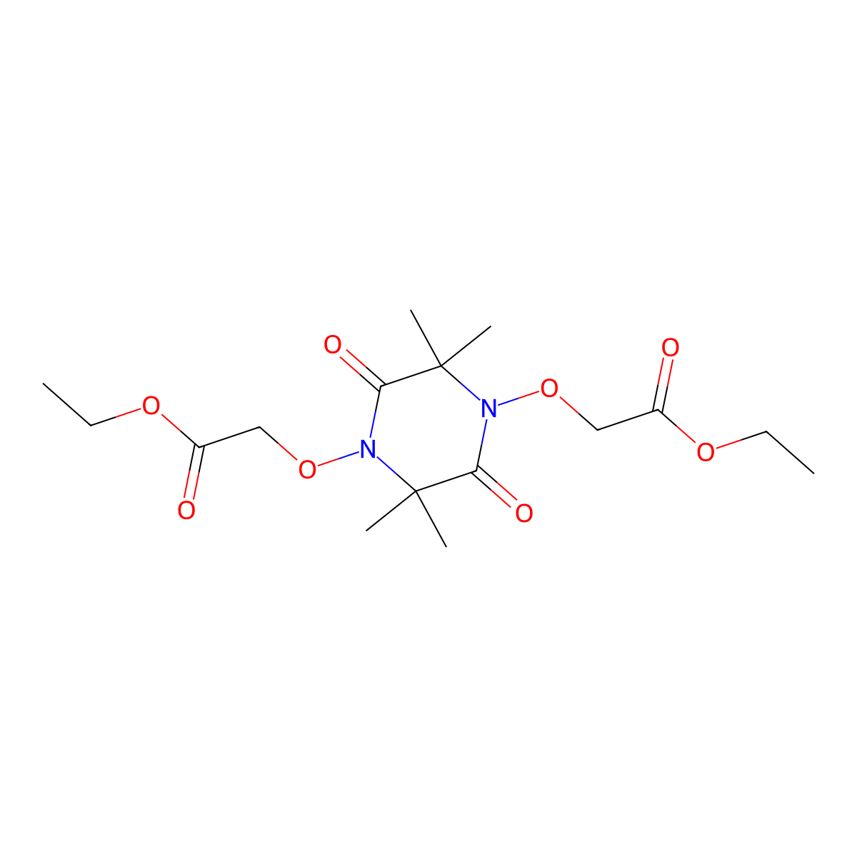 Ethyl {[4-(2-ethoxy-2-oxoethoxy)-2,2,5,5-tetramethyl-3,6-dioxo-1-piperazinyl]oxy}acetate molecular structure, CAS 332850-17-6