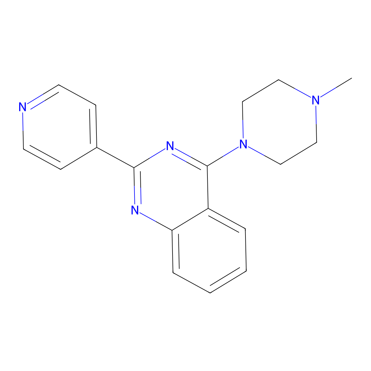 4-(4-Methylpiperazin-1-yl)-2-pyridin-4-ylquinazoline molecular structure, CAS 332850-32-5