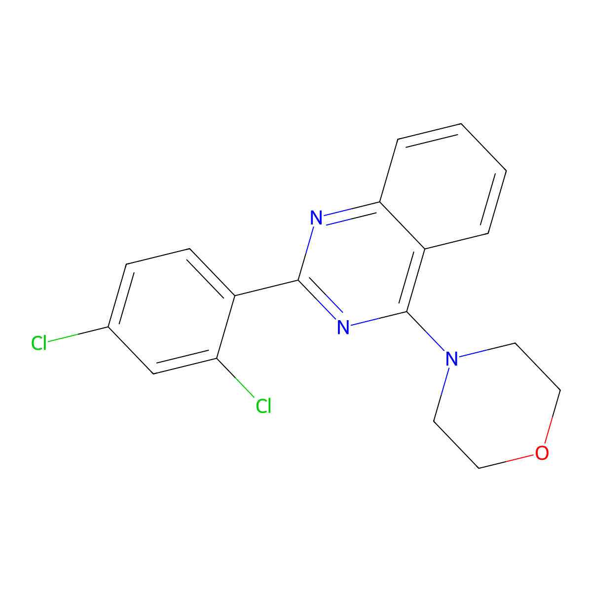 4-[2-(2,4-Dichlorophenyl)quinazolin-4-yl]morpholine molecular structure, CAS 332850-35-8