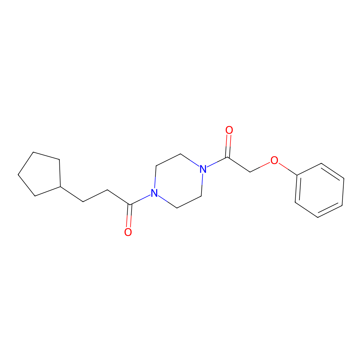 1-(3-Cyclopentylpropanoyl)-4-(phenoxyacetyl)piperazine molecular structure, CAS 332850-98-3