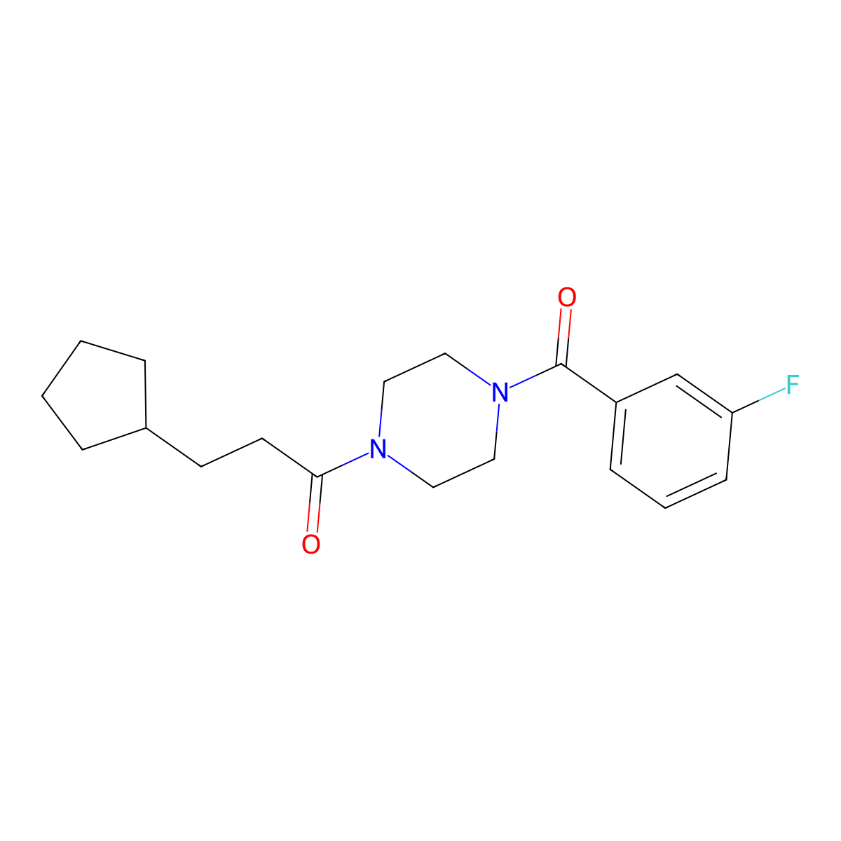 3-Cyclopentyl-1-[4-(3-fluorobenzoyl)piperazin-1-yl]propan-1-one molecular structure, CAS 332851-01-1