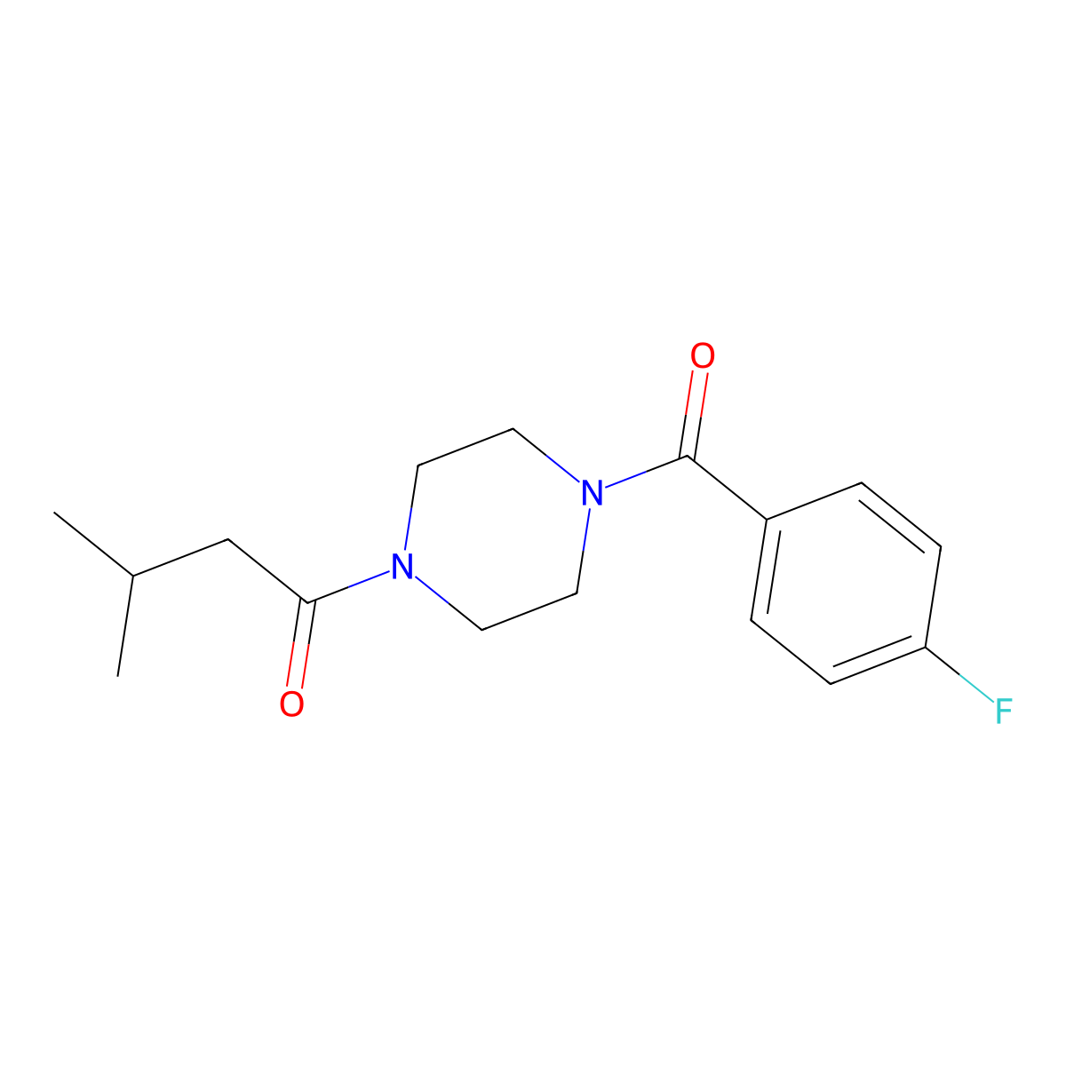 1-[4-(4-Fluorobenzoyl)piperazin-1-yl]-3-methylbutan-1-one molecular structure, CAS 332851-08-8