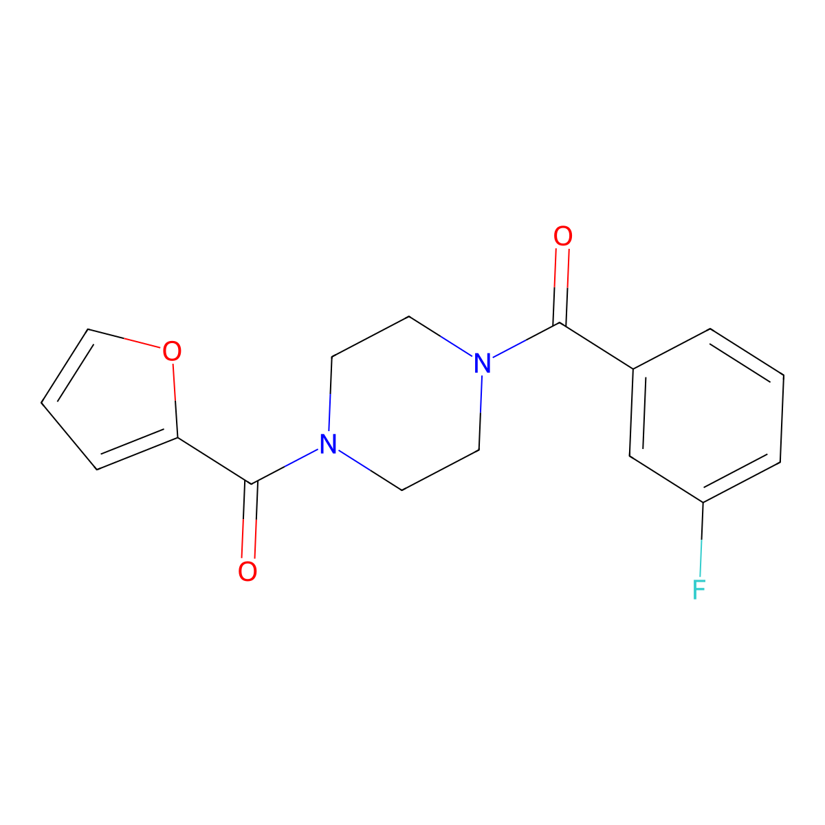 1-(3-Fluorobenzoyl)-4-(2-furoyl)piperazine molecular structure, CAS 332851-11-3