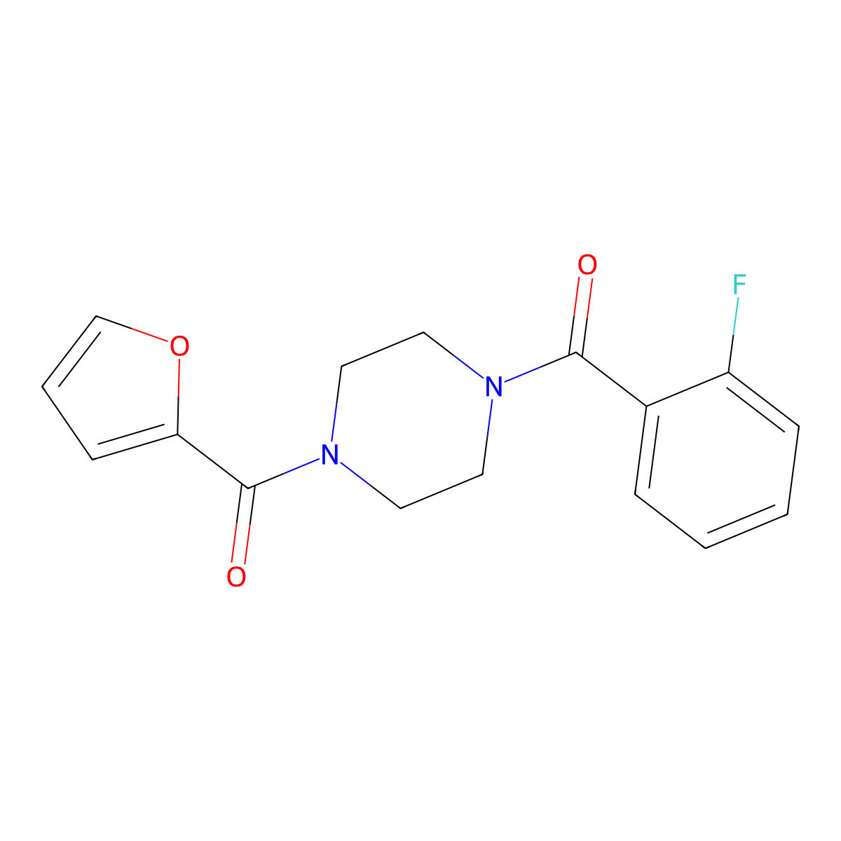 1-(2-Fluorobenzoyl)-4-(2-furoyl)piperazine molecular structure, CAS 332851-20-4