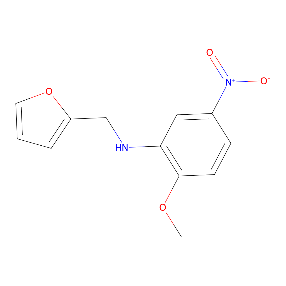 N-(furan-2-ylmethyl)-2-methoxy-5-nitroaniline molecular structure, CAS 332851-26-0