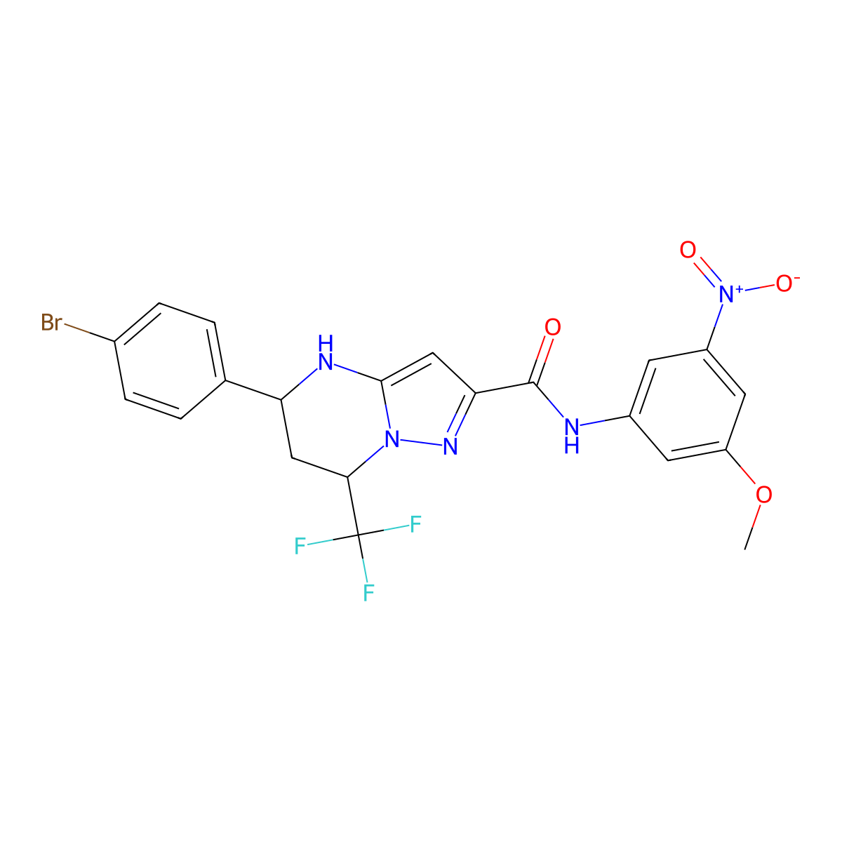 5-(4-bromophenyl)-N-(3-methoxy-5-nitrophenyl)-7-(trifluoromethyl)-4,5,6,7-tetrahydropyrazolo[1,5-a]pyrimidine-2-carboxamide molecular structure, CAS 332856-76-5