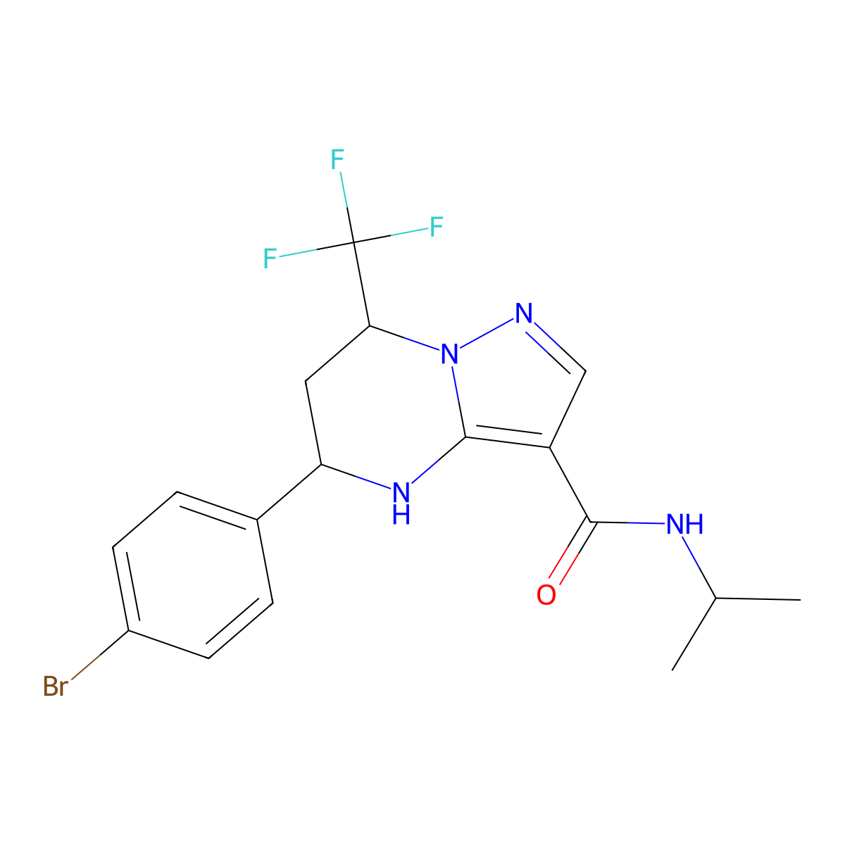 5-(4-bromophenyl)-N-isopropyl-7-(trifluoromethyl)-4,5,6,7-tetrahydropyrazolo[1,5-a]pyrimidine-3-carboxamide molecular structure, CAS 332856-78-7