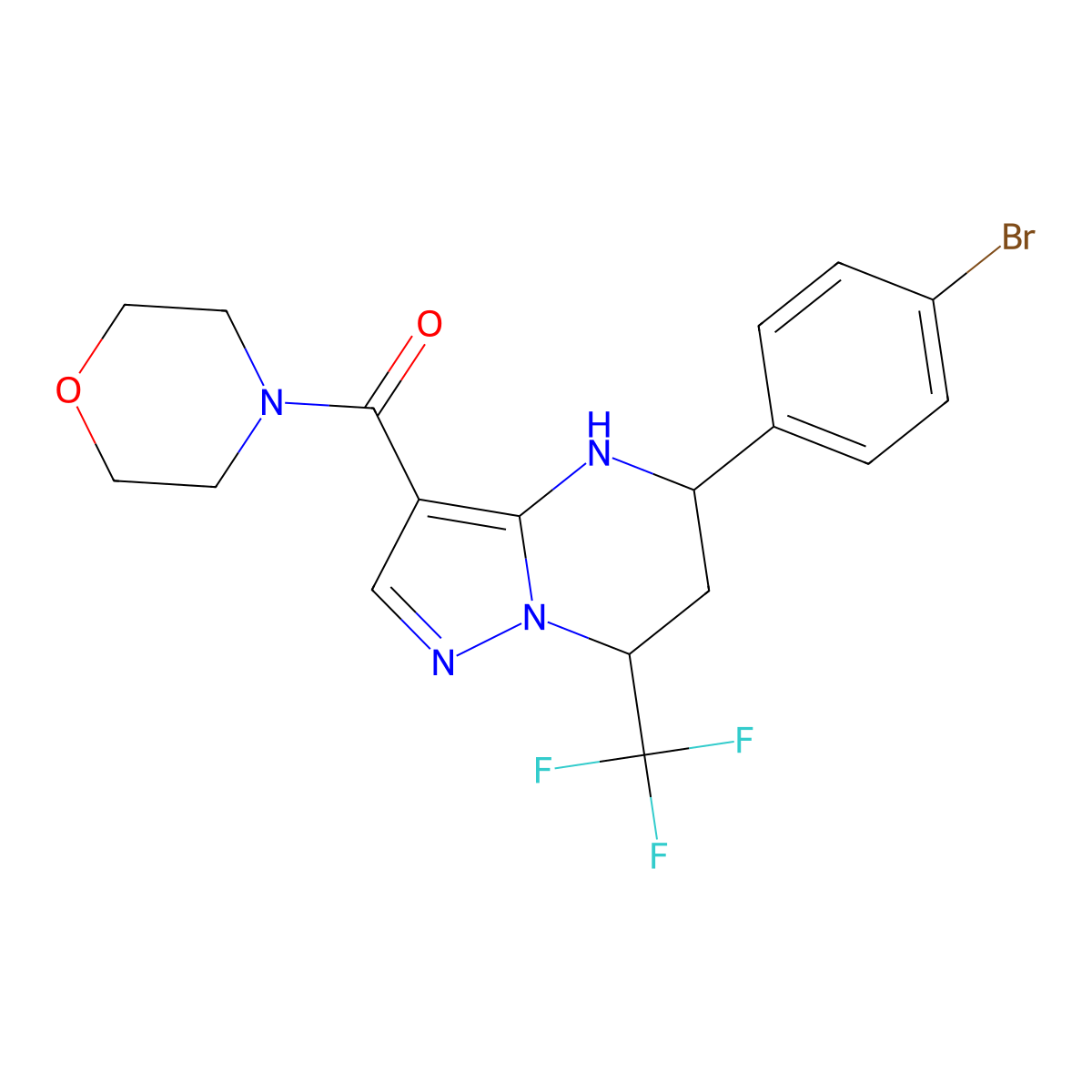 5-(4-Bromophenyl)-3-(morpholin-4-ylcarbonyl)-7-(trifluoromethyl)-4,5,6,7-tetrahydropyrazolo[1,5-a]pyrimidine molecular structure, CAS 332856-82-3