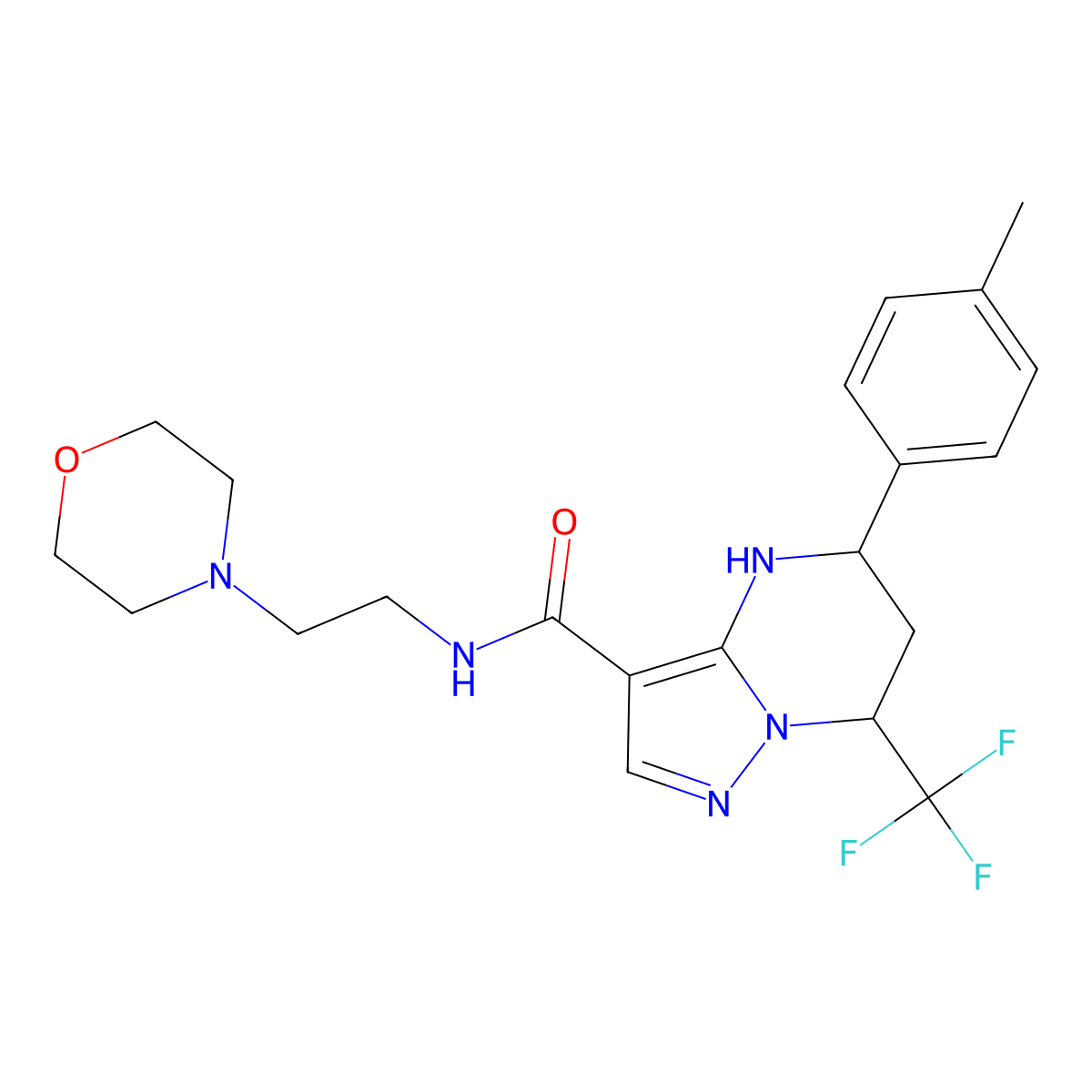 N-(2-morpholinoethyl)-5-(p-tolyl)-7-(trifluoromethyl)-4,5,6,7-tetrahydropyrazolo[1,5-a]pyrimidine-3-carboxamide molecular structure, CAS 332859-00-4