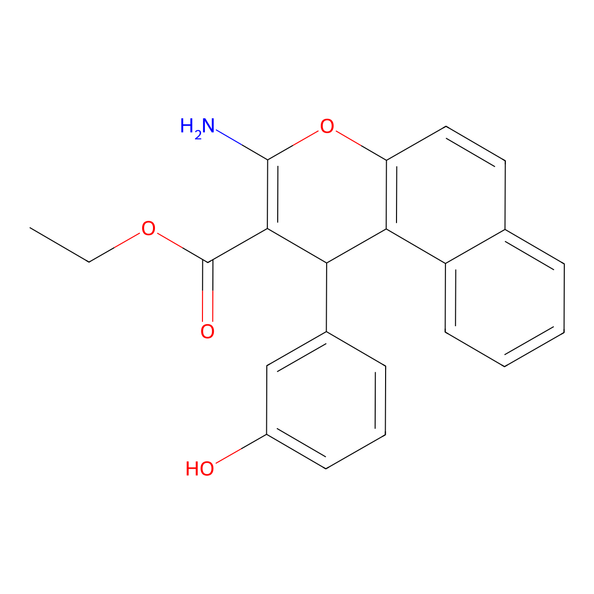 ethyl 3-amino-1-(3-hydroxyphenyl)-1H-benzo[f]chromene-2-carboxylate molecular structure, CAS 332859-68-4