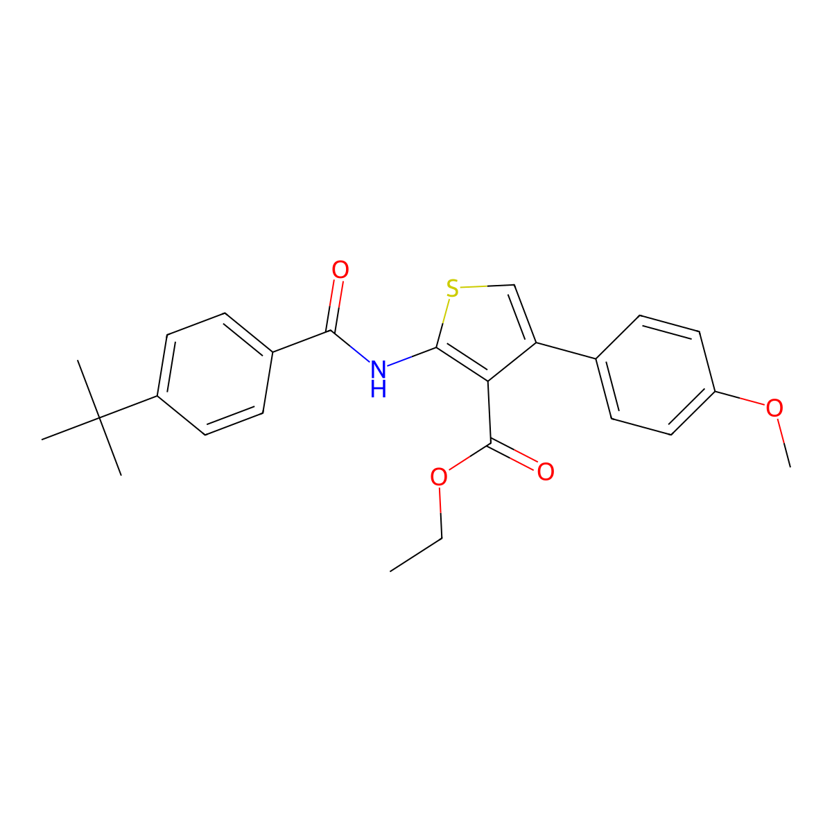 Ethyl 2-[(4-tert-butylbenzoyl)amino]-4-(4-methoxyphenyl)thiophene-3-carboxylate molecular structure, CAS 332859-75-3