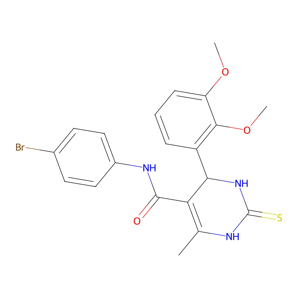 N-(4-bromophenyl)-4-(2,3-dimethoxyphenyl)-6-methyl-2-sulfanylidene-3,4-dihydro-1H-pyrimidine-5-carboxamide molecular structure, CAS 332860-67-0