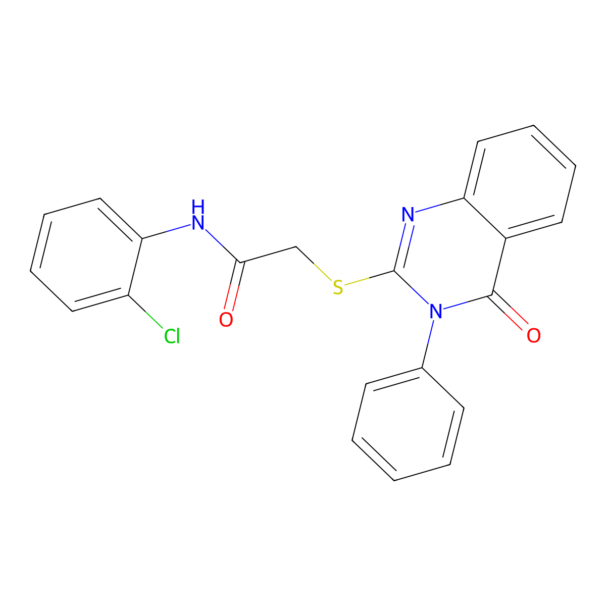 N-(2-chlorophenyl)-2-(4-oxo-3-phenylquinazolin-2-yl)sulfanylacetamide molecular structure, CAS 332860-73-8