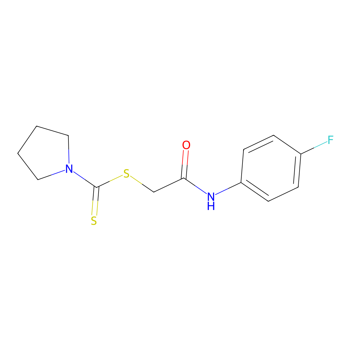 2-[(4-Fluorophenyl)amino]-2-oxoethyl 1-pyrrolidinecarbodithioate molecular structure, CAS 332860-76-1