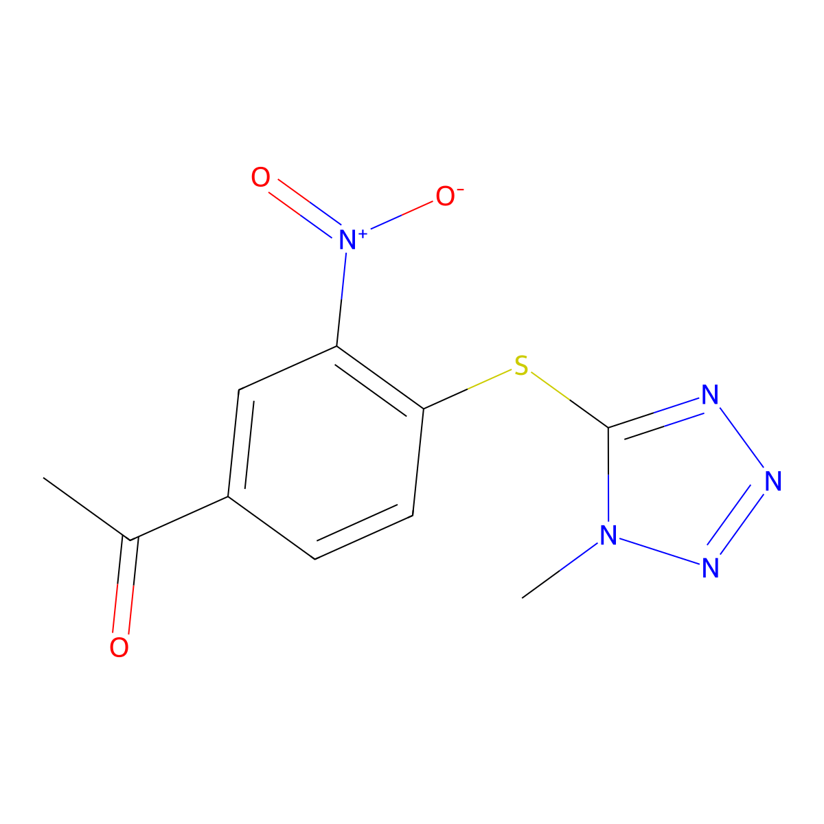 1-[4-(1-Methyltetrazol-5-yl)sulfanyl-3-nitrophenyl]ethanone molecular structure, CAS 332860-94-3
