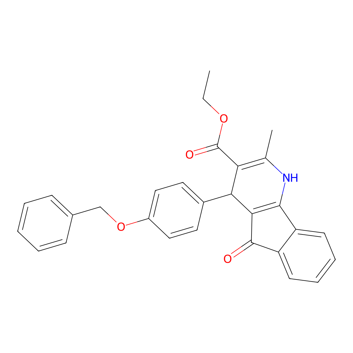 ethyl 4-[4-(benzyloxy)phenyl]-2-methyl-5-oxo-4,5-dihydro-1H-indeno[1,2-b]pyridine-3-carboxylate molecular structure, CAS 332861-00-4