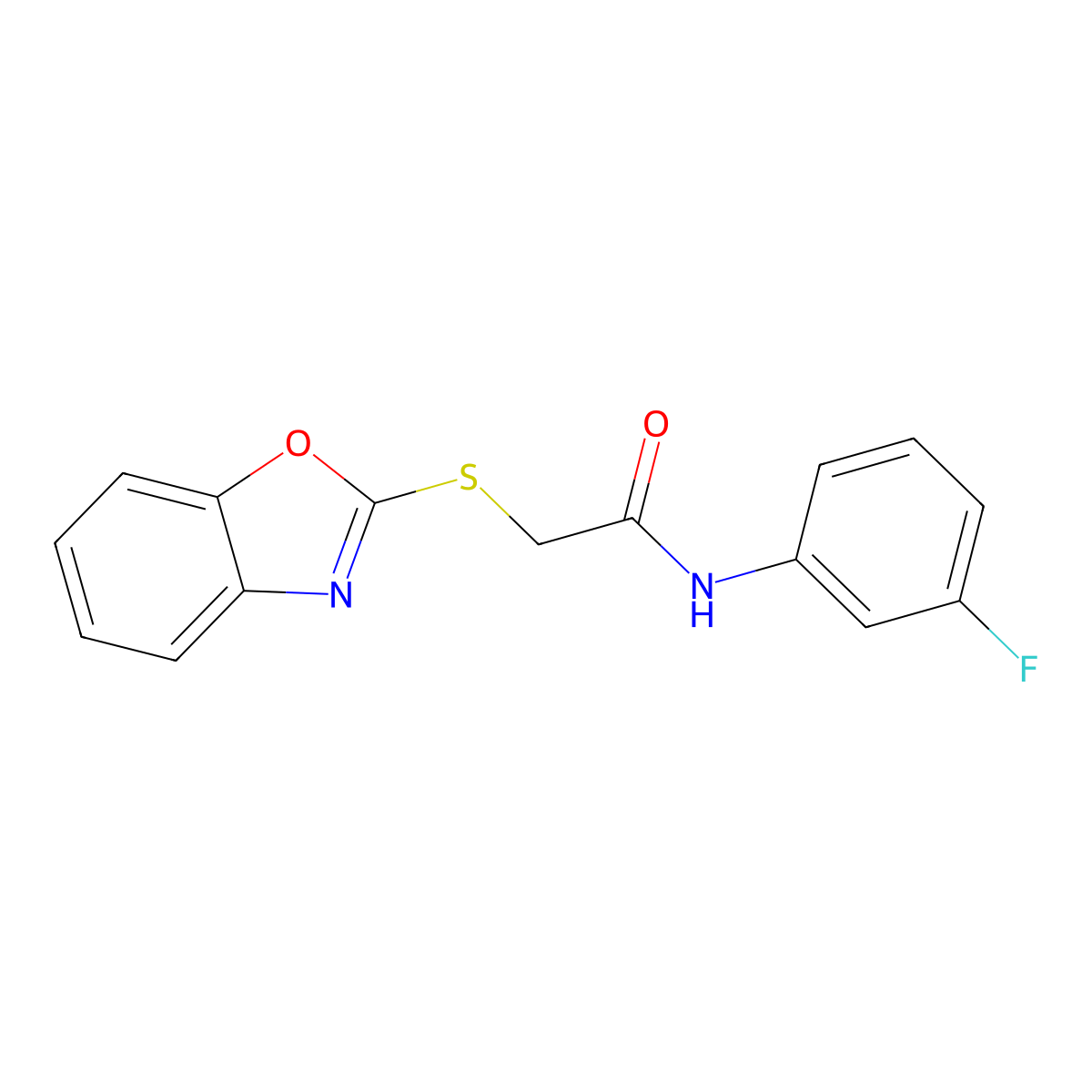 2-(1,3-benzoxazol-2-ylsulfanyl)-N-(3-fluorophenyl)acetamide molecular structure, CAS 332861-55-9